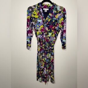 Liz Claiborne colorful patches v neck day dress size us 6